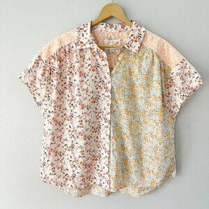 American Eagle Oversized Mixed Floral Print Resort Short Sleeve Shirt X-Small
